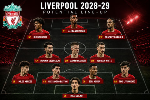 Đội hình cực mạnh của Liverpool mùa 2028/29 nếu được đầu tư khủng