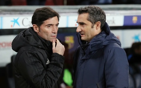 Cả hai HLV kỳ cựu Marcelino Toral và Ernesto Valverde cùng rời CLB sau mùa vừa rồi. Ảnh: Globo
