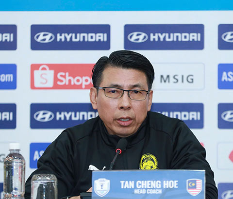 HLV Tan Cheng Hoe tin Malaysia có thể lật ngược thế cờ trước ĐT Việt Nam. Ảnh: Đức Cường