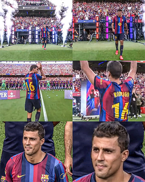 Sân Camp Nou bùng nổ khi Rodri xuất hiện