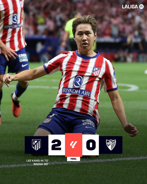 Atletico đánh bại Malaga với tỷ số 2-0 ở vòng 1 La Liga 2026/27 - Ảnh: @LaLiga