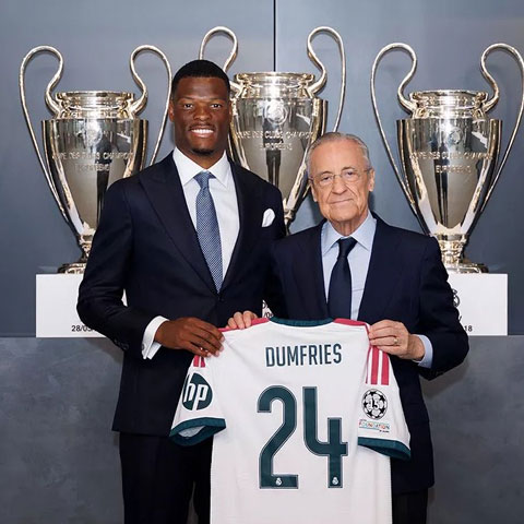 Dumfries chính thức ra mắt Real - Ảnh:@realmadrid