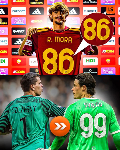 Với áo số 86 của Mora, Roma đã có tất cả các cầu thủ khoác áo từ 1 đến 99 - Ảnh: LiveScore