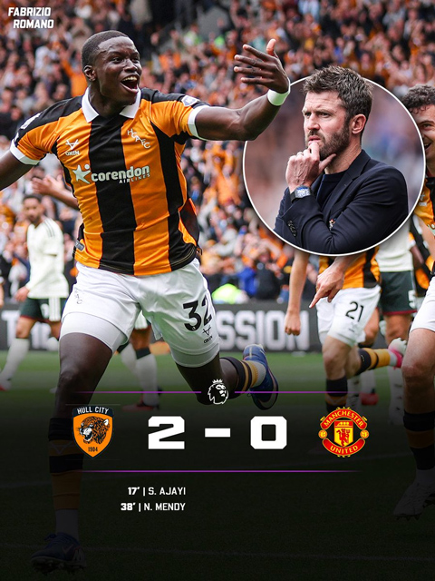 MU của Carrick thua đau Hull ở trận ra quân Premier League 2026/27 - Ảnh: Fabrizio Romano
