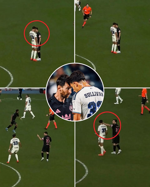Messi và Sullivan va chạm với nhau - Ảnh: @chimaobi_saint