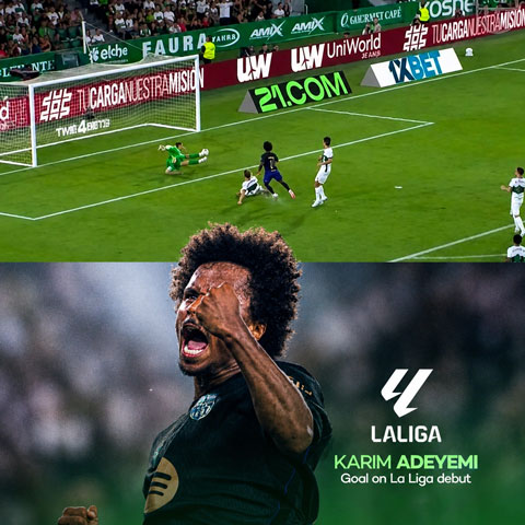 Adeyemi ghi bàn ngay trận ra mắt La Liga với Barca