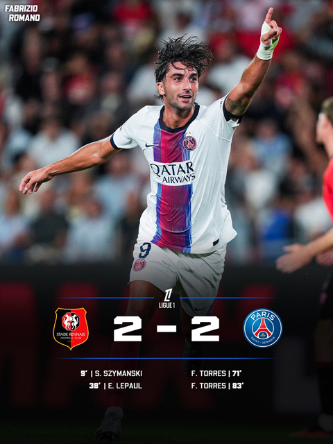 PSG bị Rennes cầm hòa 2-2 ngày ra quân Ligue 1 2026/27 - Ảnh: Fabrizio Romano