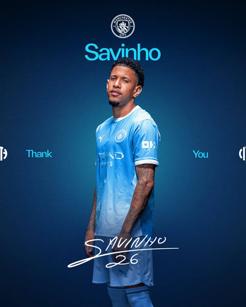 Trang chủ Man City gửi lời chia tay Savinho - Ảnh: @ManCity