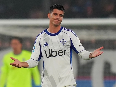 Morata chỉ ghi được 1 bàn trong 30 trận cho Como ở mùa 2025/26. Ảnh: Zamin