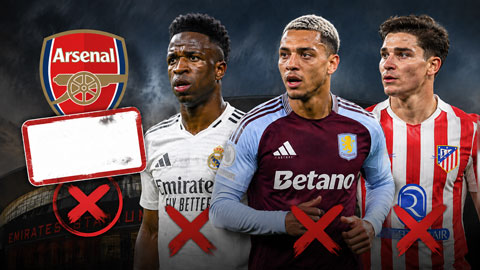 Arsenal vẫn chưa mang về một ngôi sao tấn công nào sau khi nhắm cả Vinicius, Morgan Rogers và Alvarez