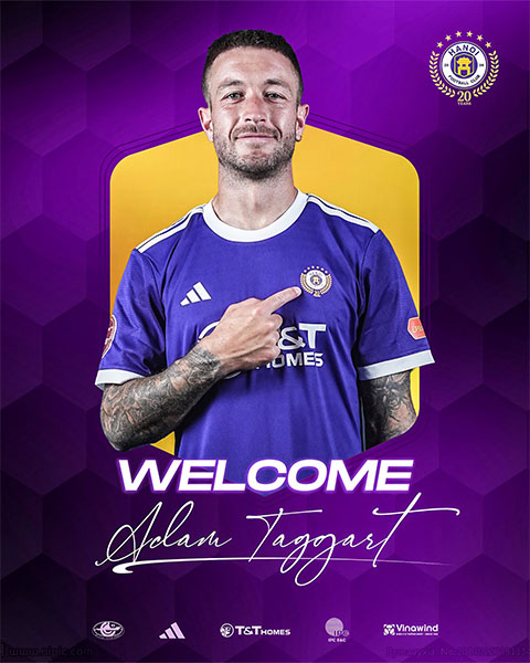 Tiền đạo  Adam Taggart là tân binh mới nhất vừa gia nhập CLB Hà Nội 