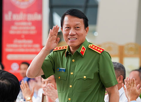 Đại tướng Lương Tam Quang, Ủy viên Bộ Chính trị, Bộ trưởng Bộ Công an, Chủ tịch Hiệp hội Thể thao CAND tham dự buổi lễ