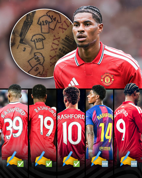 Rashford xăm tất cả các số áo của mình trong sự nghiệp - Ảnh: Livescore