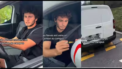 Joao Neves gây chú ý đi xe chở hàng tới sân tập PSG