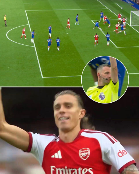 Calafiori đưa được bóng vào lưới Chelsea nhưng trọng tài không công nhận bàn thắng - Ảnh: Sportskeeda