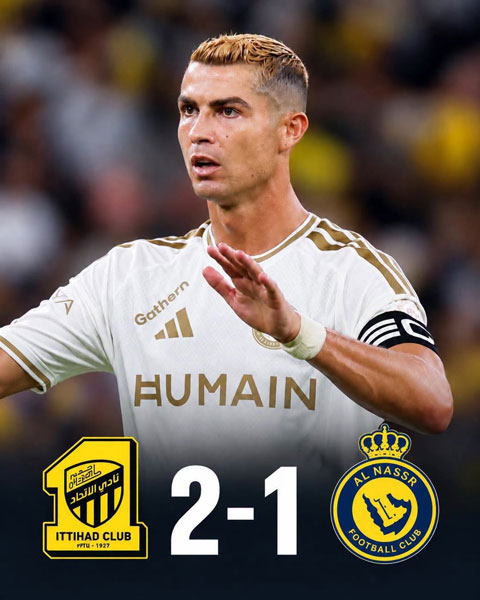 Ronaldo không thể giúp Al Nassr thoát thua trước Al Ittihad - Ảnh: Scoremer