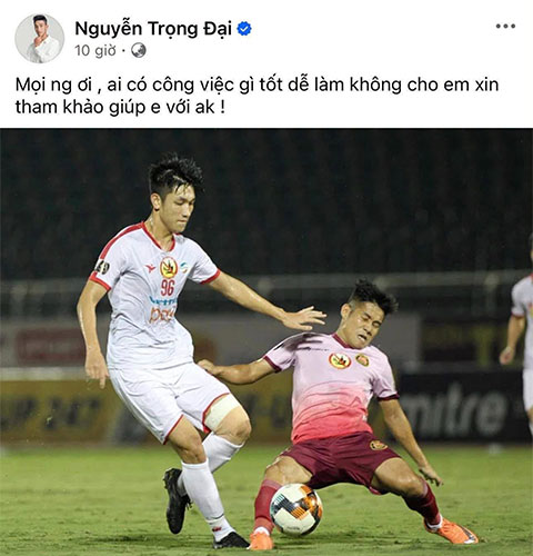 Trọng Đại lên facebook tìm việc làm