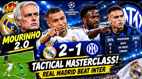 Mourinho vừa giúp Real đánh bại Inter ở Champions League mà không cần cầm bóng quá nhiều - Ảnh: El khabar 24