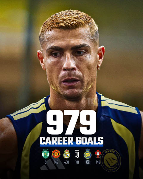 Ronaldo đã có bàn thắng thứ 979 trong sự nghiệp