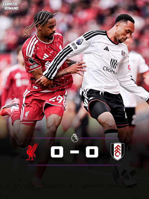 Liverpool bị Fulham cầm hòa trên sân nhà - Ảnh: Fabrizio Romano