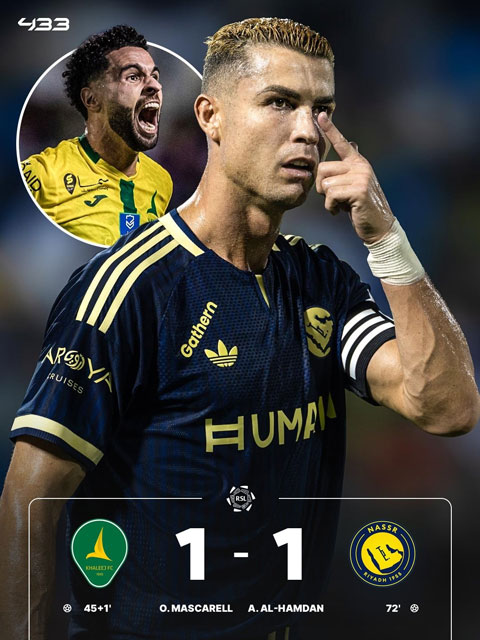 Ronaldo không thể ghi bàn khiến Al Nassr bị cầm hòa - Ảnh: 433