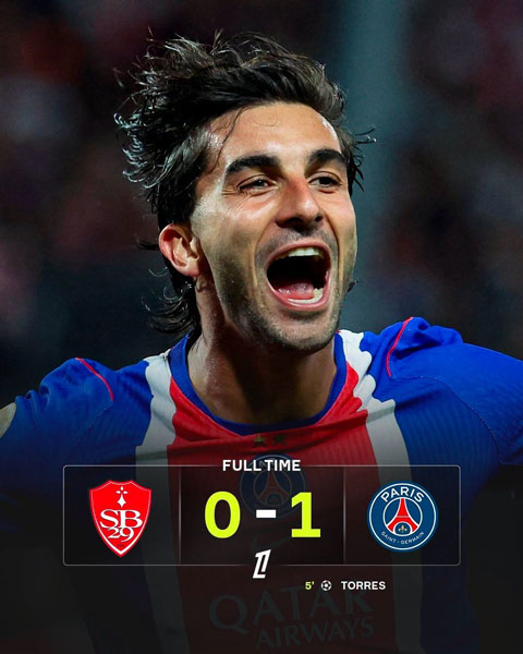 Ferran Torres ghi bàn duy nhất giúp PSG có chiến thắng đầu tiên tại Ligue 1 - Ảnh: Football and News