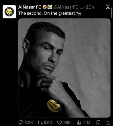 Al Nassr vô tình xếp Ronaldo sau Messi