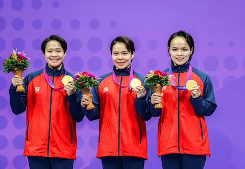 ĐT Karate giành HCV tại ASIAD 19. Ảnh: Tuấn Thành 