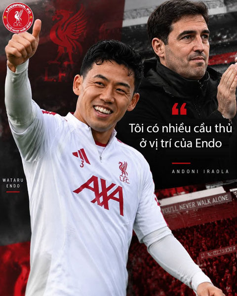 HLV Iraola không đảm bảo suất ra sân cho Endo - Ảnh: Liverpool FC You'll Never Walk Alone