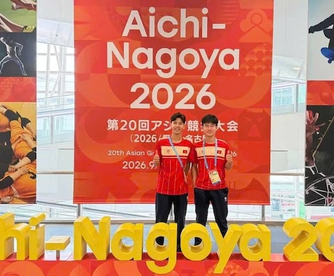 Hai tuyển thủ taqball Việt Nam tranh tài tại ASIAD 2026