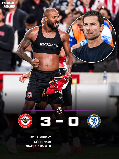 Brentford đánh bại Chelsea với tỷ số 3-0 - Ảnh: Fabrizio Romano