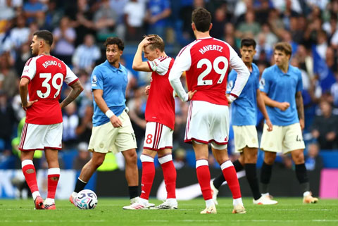 Arsenal thảm bại 0-3 trên sân của Brighton và nhận trận thua đầu tiên từ đầu mùa - Ảnh: Shutterstock