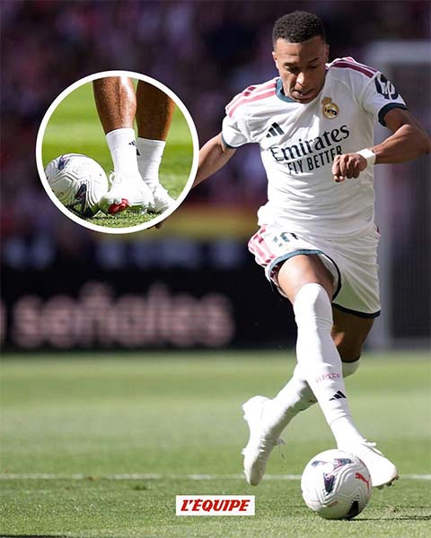 Anh thi đấu với giày không nhãn mác ở trận derby Madrid hôm Chủ nhật vừa qua