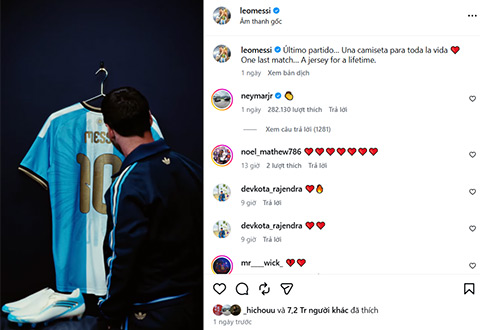 Messi đăng tải chiếc áo đấu trong trận cuối cùng khoác áo ĐT Argentina