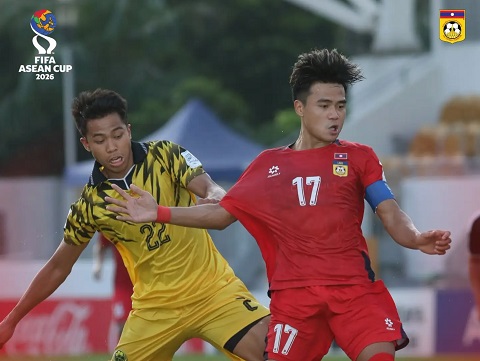 Lào (đỏ) đã vượt qua Brunei trong trận mở màn FIFA ASEAN Cup 2026 