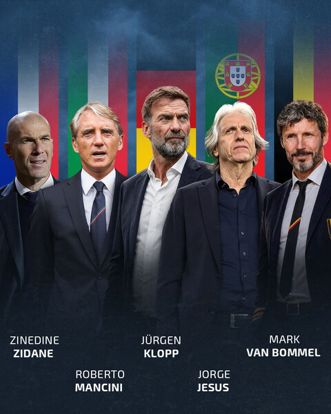 Đối lập với làn gió mới Zidane và Van Bommel là những ông già Klopp, Mancini và Jorge Jesus. Ảnh: Instagram