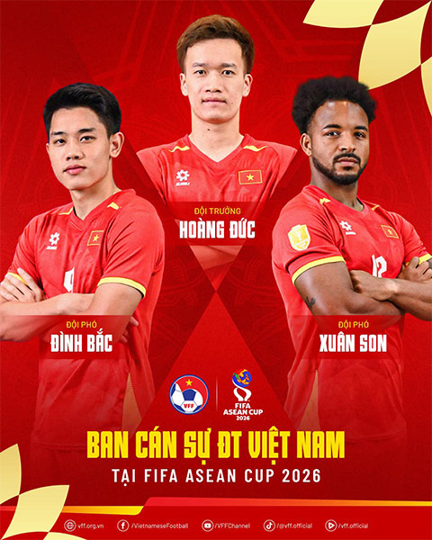 Hoàng Đức đeo băng đội trưởng, Đình Bắc và Xuân Son là đội phó ĐT Việt Nam 