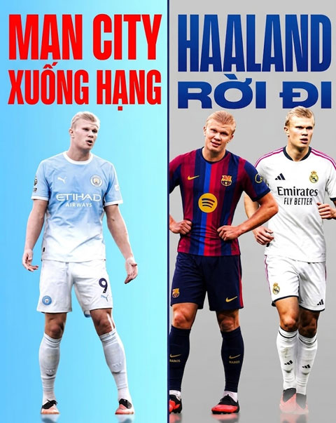 Haaland có thể gia nhập Real hoặc Barca nếu Man City xuống hạng - Ảnh: footballoncp