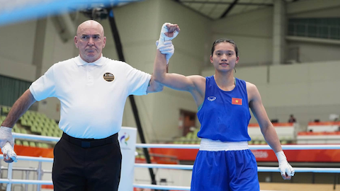 Nguyễn Thị Tâm sẽ tranh tài ở bán kết môn boxing. Ảnh: Bùi Lượng 