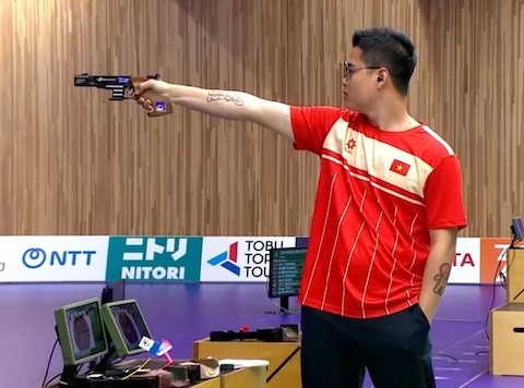 Quang Huy đã lỡ huy chương 25m súng ngắn khá đáng tiếc. Ảnh: Bùi Lượng 