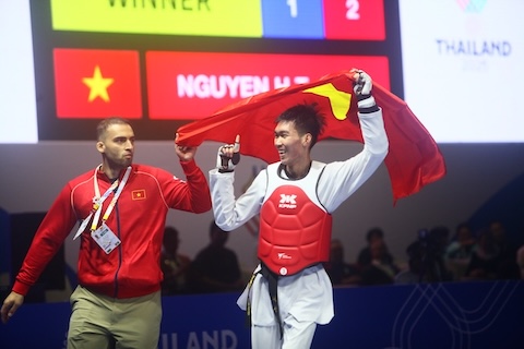 Nguyễn Hồng Trọng lúc giành HCV tại SEA Games. ảnh: Tuấn Thành