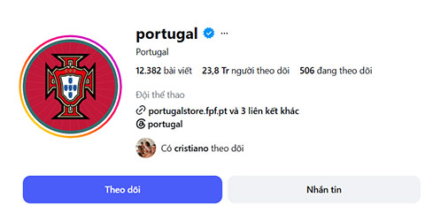 Instagram của Bồ Đào Nha mất hơn 1 triệu người theo dõi chỉ sau 1 ngày