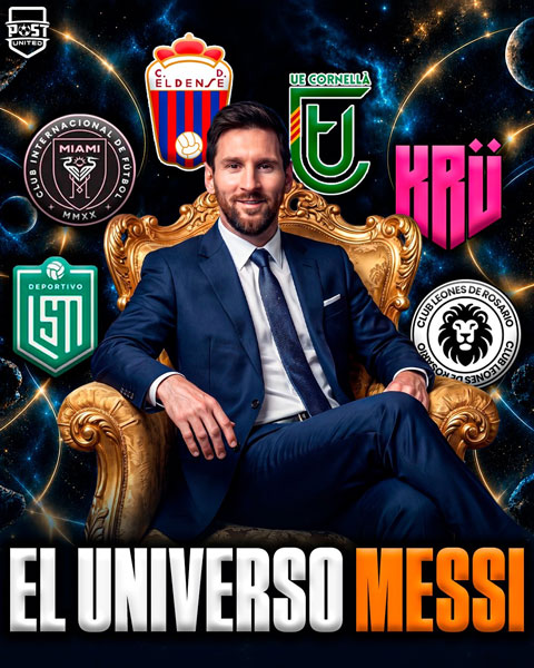 Messi hiện là chủ sở hữu và có cổ phần ở khá nhiều đội bóng - Ảnh: @postunited
