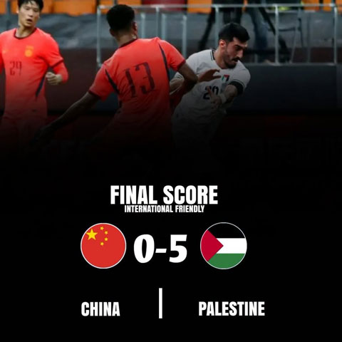 Trung Quốc thua thảm Palestine