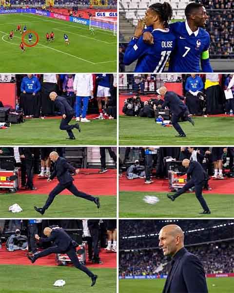 Zidane ăn mừng điên rồ sau pha lập công của Olise trước Bỉ