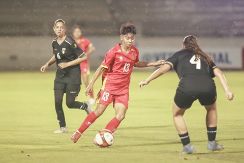 U17 nữ Việt Nam đã có khởi đầu thuận lợi bằng chiến thắng. Ảnh: Nguyễn Khanh 