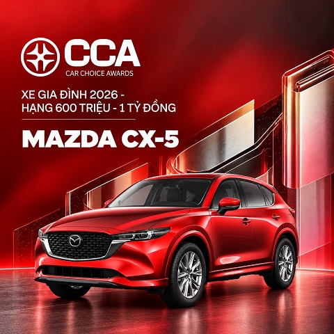 CX-5 vừa được bầu chọn là Xe gia đình 2026 tại Car Choice Awards 