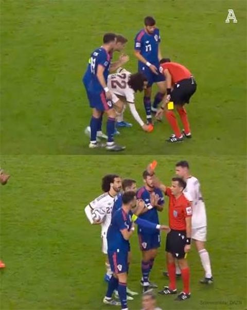 Pha bóng Cucurella khiến Perisic nhận thẻ đỏ