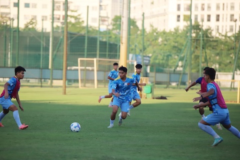 ĐT U17 Việt Nam chuẩn bị cho World Cup sẽ diễn ra vào tháng sau. Ảnh: VFF 