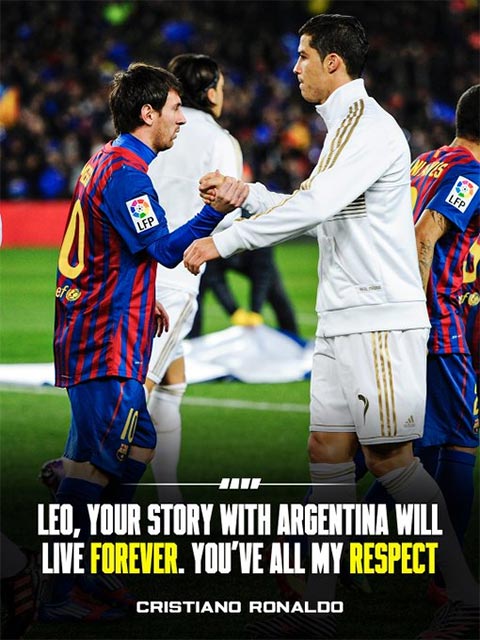 Ronaldo dành sự tôn trọng tuyệt đối cho Messi